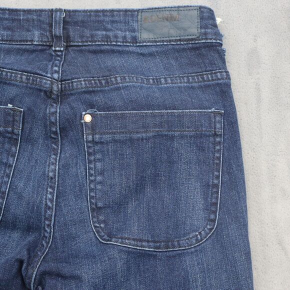 H M Jeans Womens 27 Blue Flared Mid Rise Button Zip Pocket Dark Wash Denim Pants - Picture 8 of 16